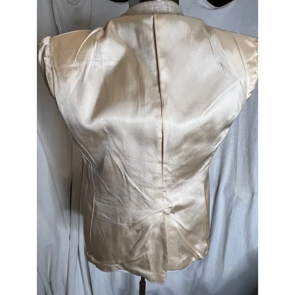 Vintage Di Mitri Men's Silk Blazer Jacket Beige 100% Pure Silk Two-Button Size M